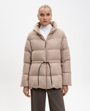 Herno Бежевий пуховик з вовни та шовку з логотипом PI002082D33466