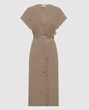 Peserico Сукня-сорочка кольору хакі з ланцюжком A02564A01979