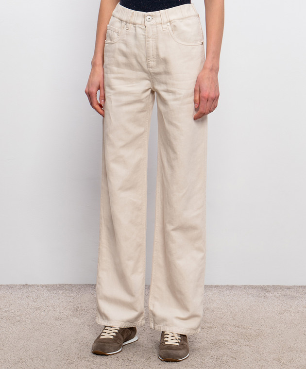 Brunello Cucinelli Бежевые джинсы с льном ML996P4053 изображение 3