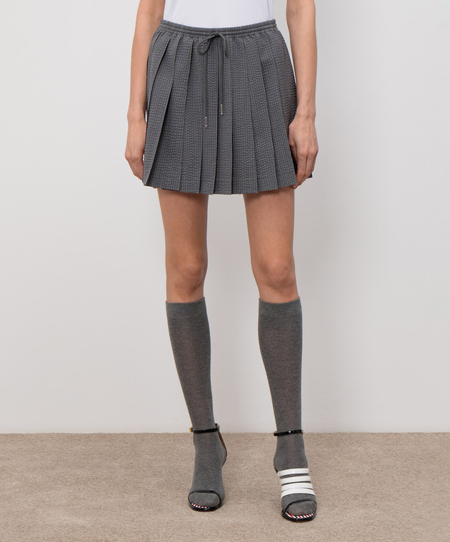 Thom Browne Сіра спідниця-плісе з вовни FGCA42A06455 зображення 3