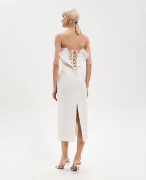 SSHEENA Белое платье миди Allacciami с льном 26SSALLACCIAMITS26012A8