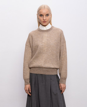 Brunello Cucinelli Бежевый свитер с шерстью с люрексом MGG270510P