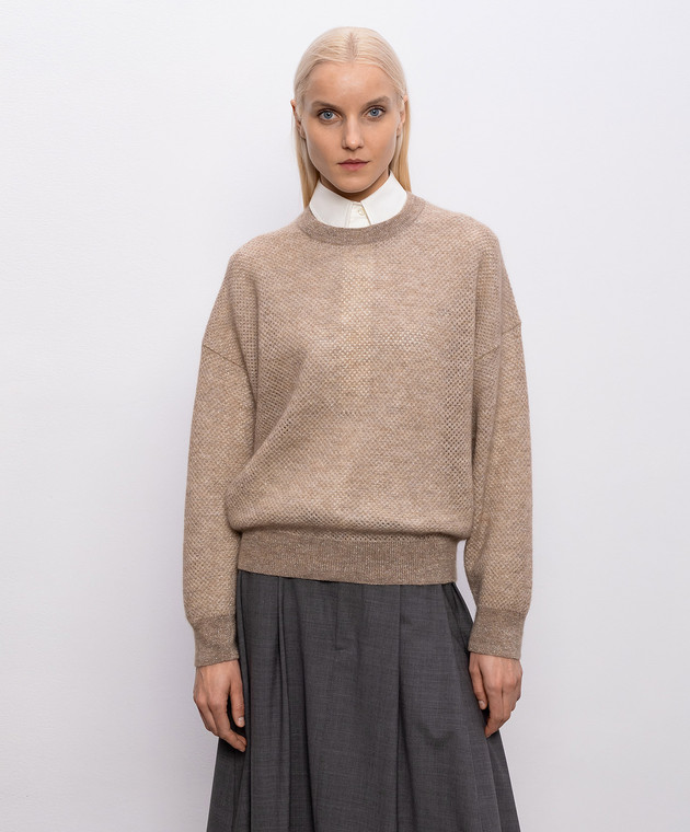 Brunello Cucinelli Бежевый свитер с шерстью с люрексом MGG270510P изображение 3