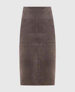 Max Mara Weekend Замшевая юбка PALMI цвета хаки WKDPALMI