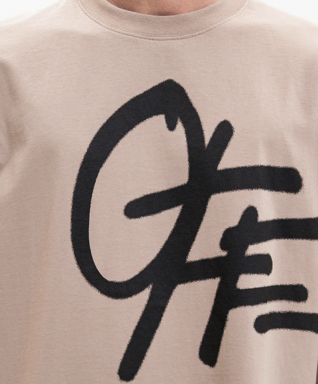 Off-White Бежева футболка з принтом логотипа Spray 44MAA120S26J00T зображення 5