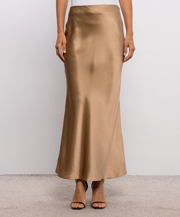 Gabriela Hearst Коричневая юбка Frei из шелка 4263046S096 изображение 3
