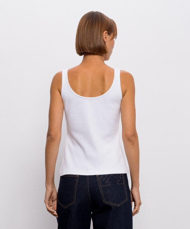 Off-White Белая майка в рубчике с вышивкой логотипа 2FA00672T изображение 4