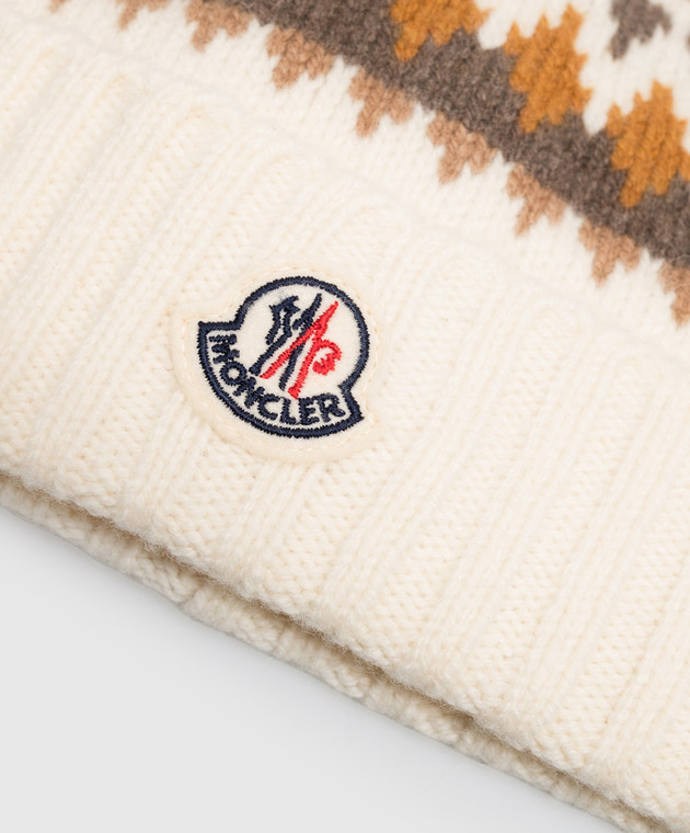 Moncler ENFANT Детская шапка из шерсти и кашемира в узор L29513B00009M4281 изображение 3
