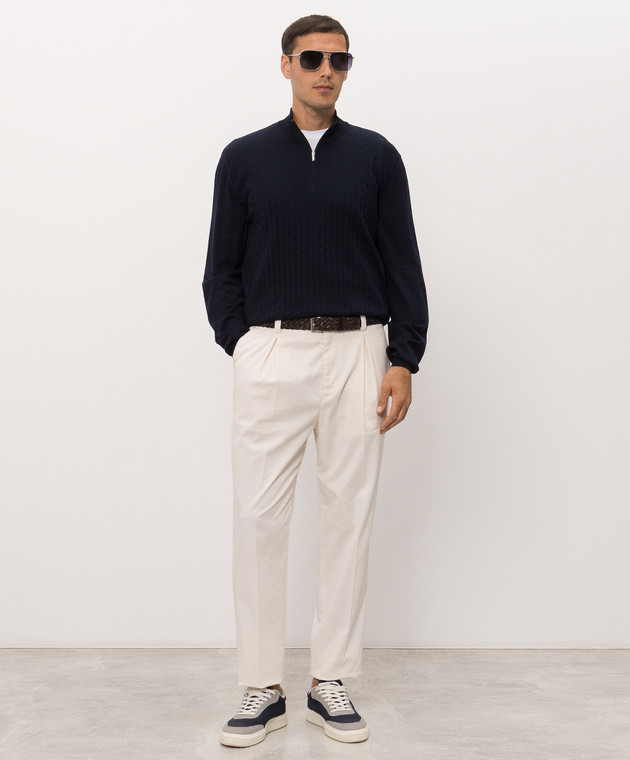 Bertolo Cashmere Синее поло из шерсти и шелка 90264500256658 изображение 2