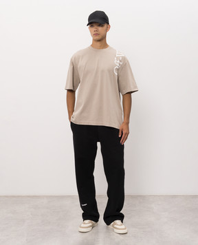 Off-White Бежева футболка з принтом логотипа 44MAA120F26J010
