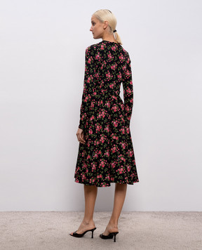 Dolce&Gabbana Чорна сукня із шовку в принт F60HMTFSA8B