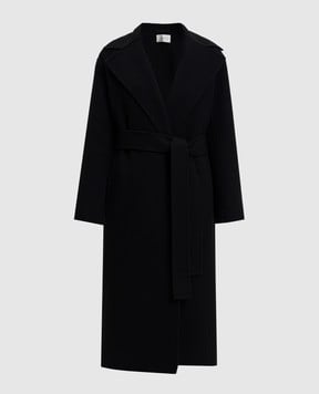 The Row Чорне пальто на запах Malika з вовною 5210SW1911