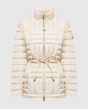Moncler Бежевая пуховая куртка с нашивкой логотипа L20931A00150597YF