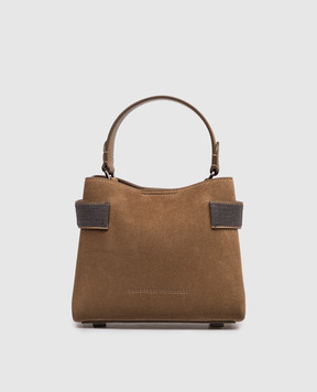 Brunello Cucinelli Коричневая замшевая сумка Essence с цепочкой мониль MBDLD2499