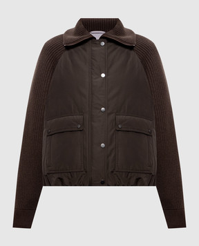Brunello Cucinelli Коричнева пухова куртка з вовною та кашеміром MH5257294P