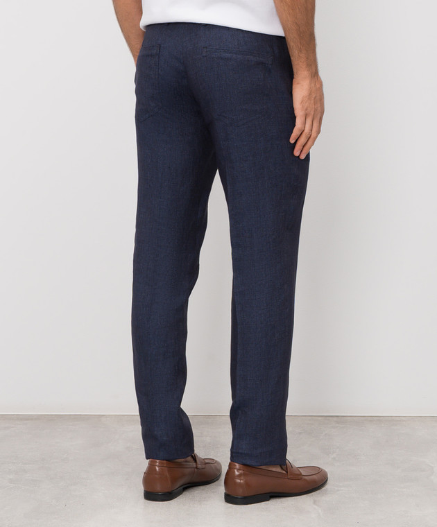 Bertolo Cashmere Темно-сині штани з льону 611625 зображення 4