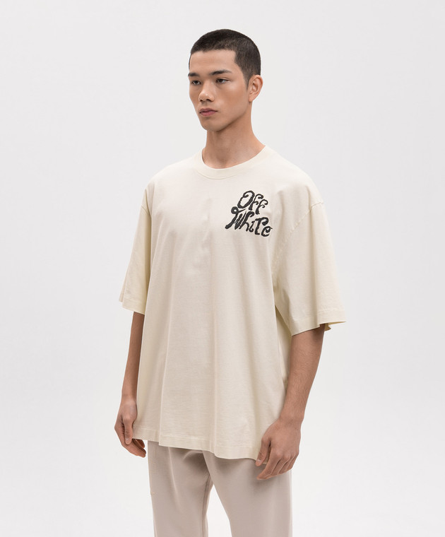 Off-White Жовта футболка з принтом логотипа 44MAA120S26J00M зображення 3