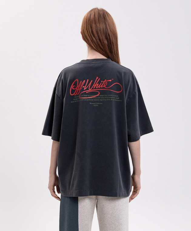 Off-White Серая футболка с принтом Flowers field 2FA00436T изображение 4
