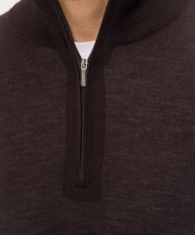Bertolo Cashmere Коричневый джемпер из кашемира и шелка 900071000006 изображение 5