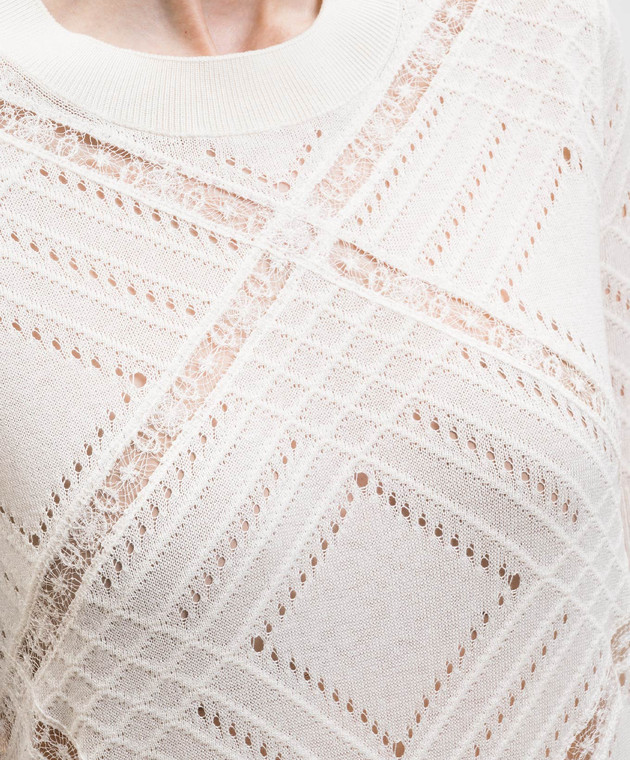 Ermanno Scervino Топ цвета айвори с шелком D485L759APIJG изображение 5