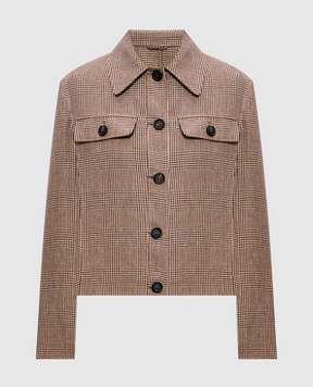 Brunello Cucinelli Коричневая куртка из льна в виндзорскую клеточку ML1227583