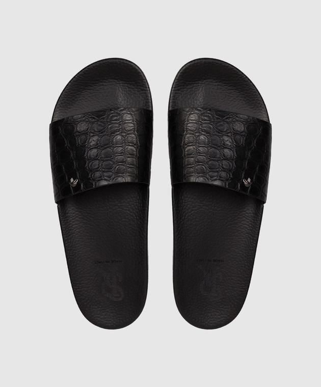 Stefano Ricci Чорні слайдери зі шкіри крокодила UG31G750CS зображення 4
