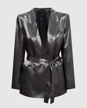 Peserico Зеленый двубортный жакет с поясом E01220A01514