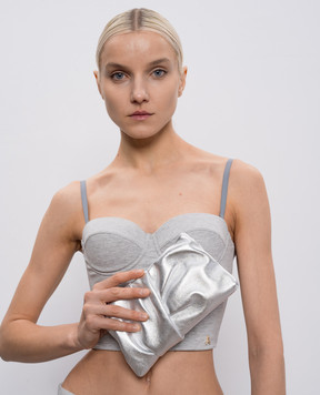 Jimmy Choo Сріблястий шкіряний клатч Bonny BONNYCLUTCHMNA