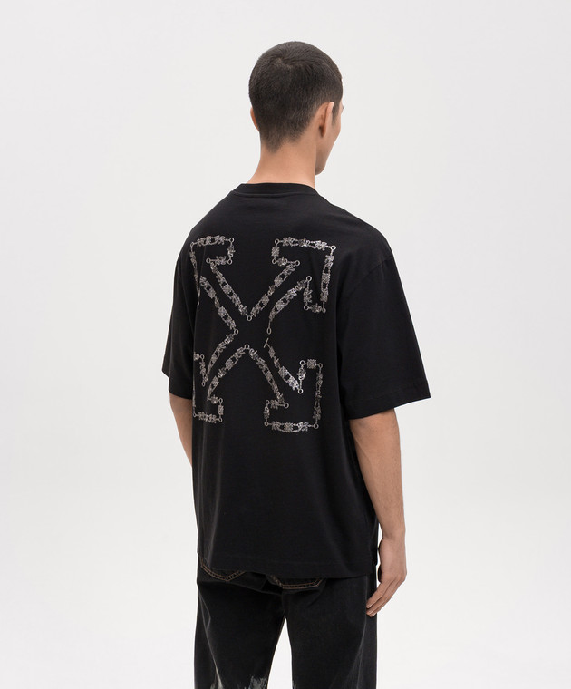 Off-White Чорна футболка з принтом емблеми Chain Arrow 44MAA120S26J004 зображення 4