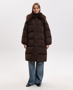 Twinset Коричневый удлиненный пуховик 262TP2363
