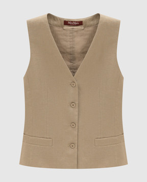 Max Mara Коричневый жилет CARNET из льна MSTCARNET