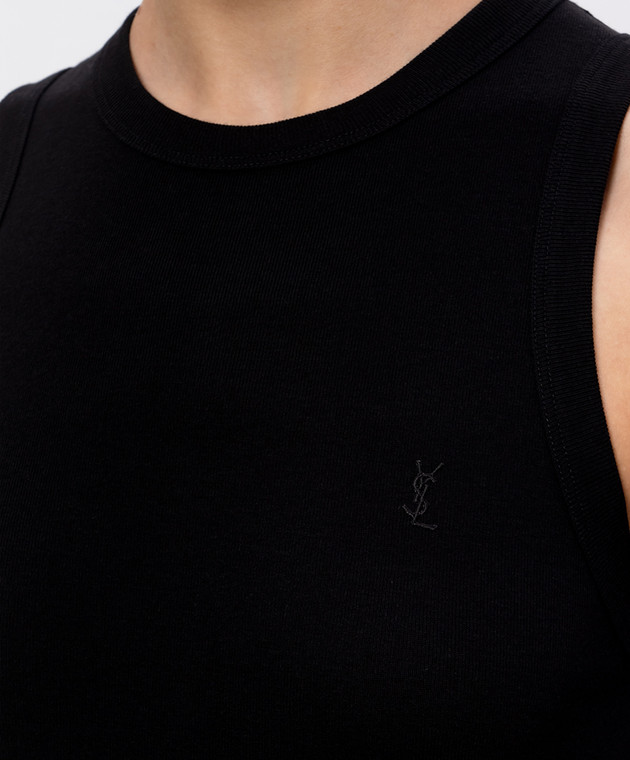 Saint Laurent Чорна майка з вишивкою емблеми 867125Y38BD зображення 5