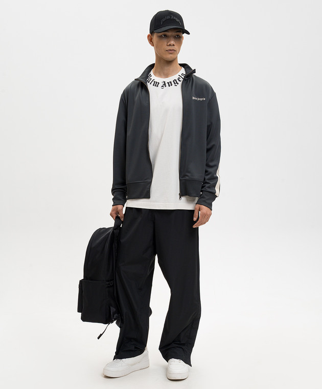 Palm Angels Серая спортивная куртка с вышивкой логотипа PMBD058S26FAB001 изображение 2