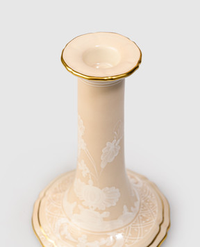 Ginori 1735 Бежевый фарфоровый подсвечник Oriente Italiano 003RG00FCO001LX0150