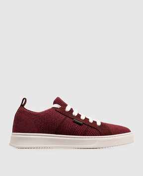 Brunello Cucinelli Детские бордовые кроссовки из шерсти, кашемира и шелка BZ6001G432