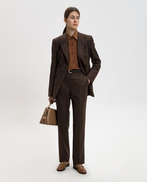 Loro Piana Коричневый двубортный жакет из шерсти FAP7500sh