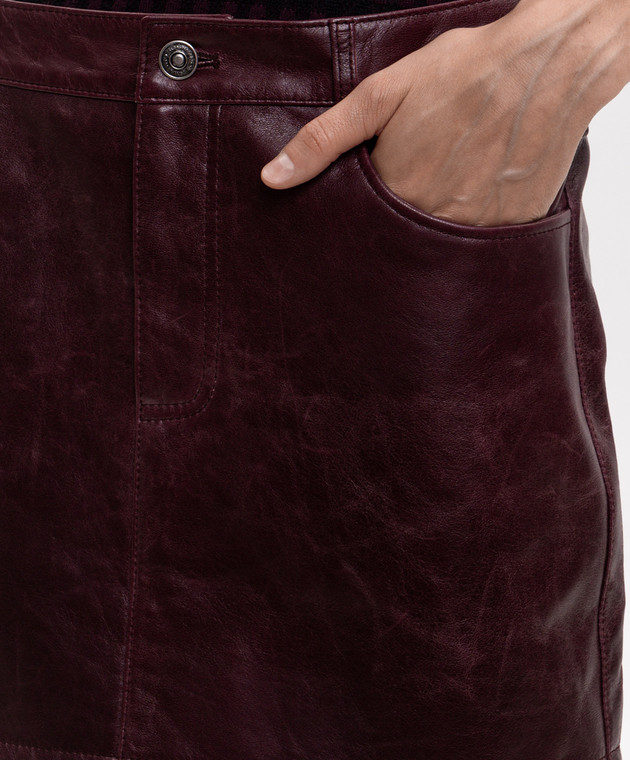 Ermanno Scervino Бордова шкіряна спідниця міні D490O301JGV зображення 5