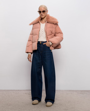 Twinset Розовый пуховик с металлическим логотипом 262TP2360