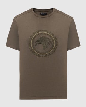 Stefano Ricci Футболка кольору хакі з вишивкою емблеми MNH6205260803