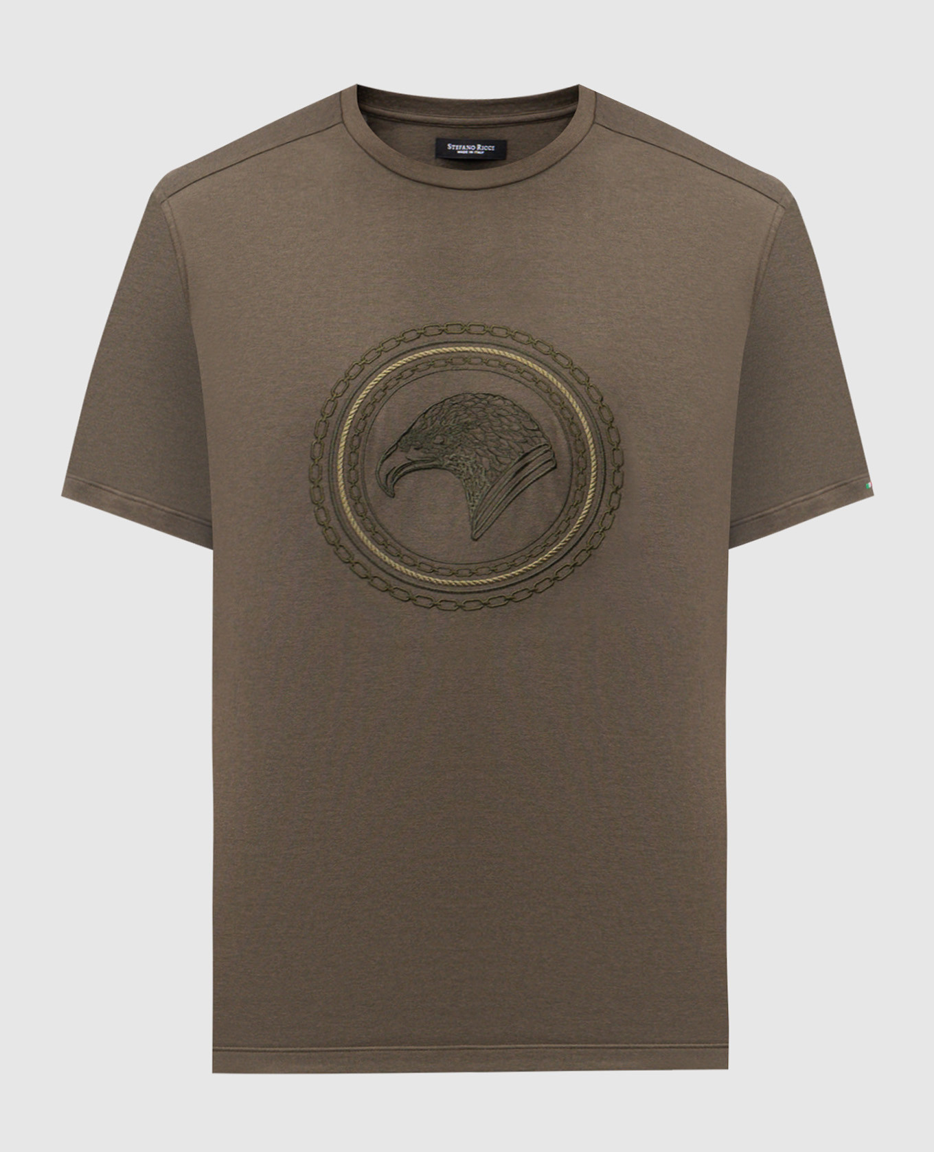 Футболка цвета хаки с вышивкой эмблемы