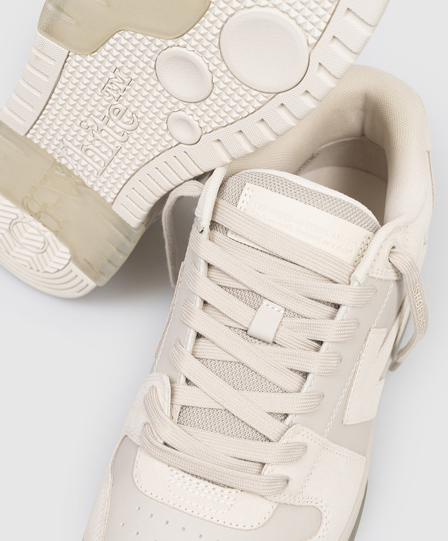 Off-White Бежевые кожаные кроссовки Out Of Office OMIA189S26LEA004 изображение 5