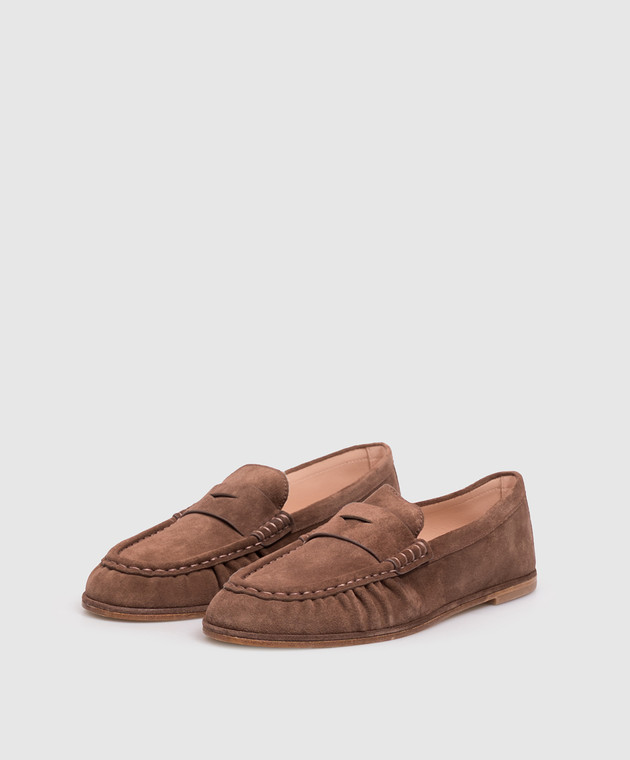 Stuart Weitzman Коричневые замшевые лоферы SPENCER SO352 изображение 2