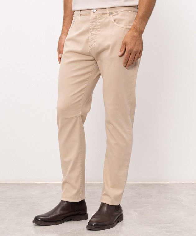 Brunello Cucinelli Бежеві джинси з патчем та емблемою M277PX1290 зображення 3