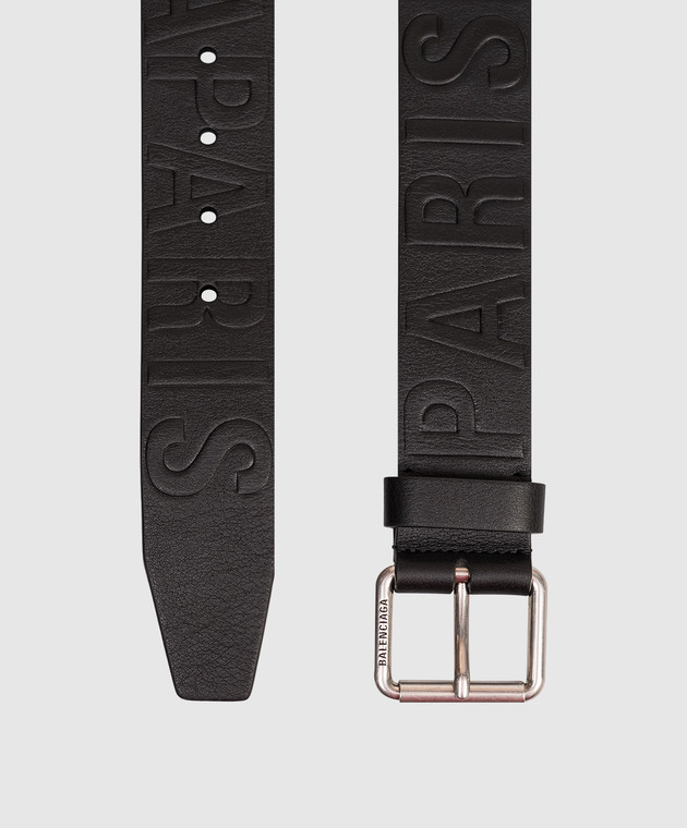 Balenciaga Чорний шкіряний пояс з тисненням логотипа 8675012ACI8 зображення 3