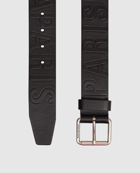 Balenciaga Черный кожаный пояс с тиснением логотипа 8675012ACI8