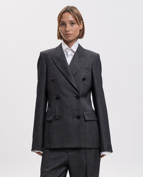Balenciaga Сірий двобортний жакет з вовни 872296TUT44
