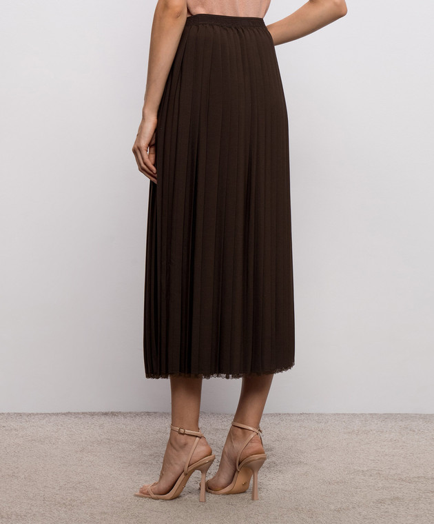 Twinset Коричневая юбка-плиссе с кружевом 262TP2350 изображение 4