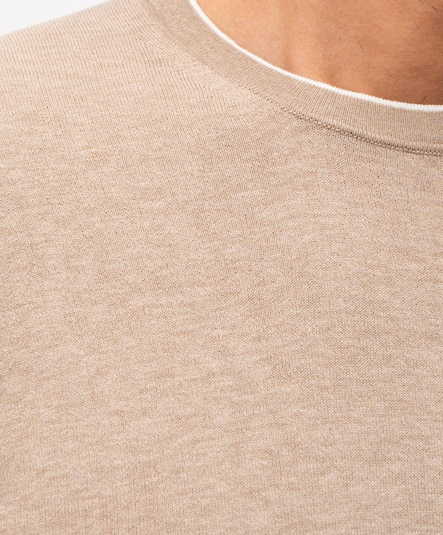 Pini Parma Бежева футболка з контрастним окантуванням TSHITAU зображення 5