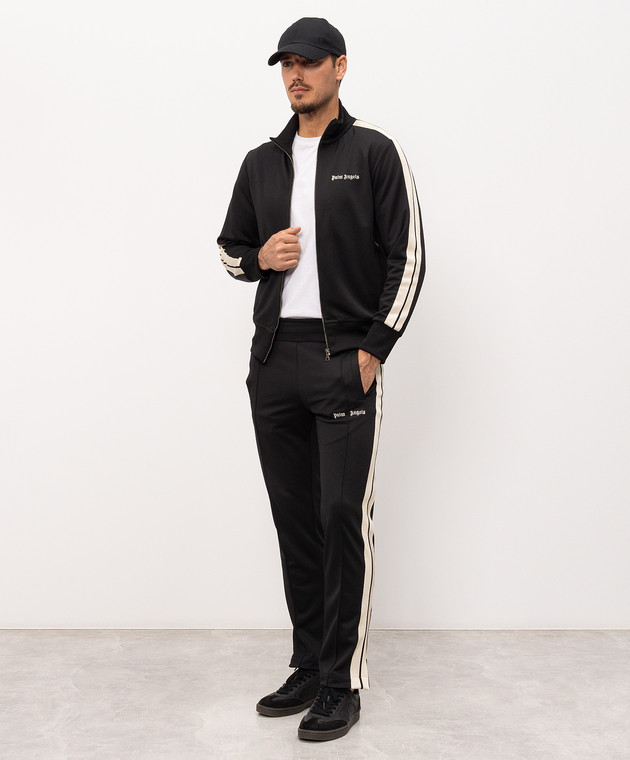 Palm Angels Черная спортивная куртка с вышивкой логотипа PMBD058S26FAB001 изображение 2