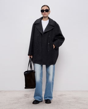 Magda Butrym Сіре двоборте пальто з вовни та шовку JACKET06155925